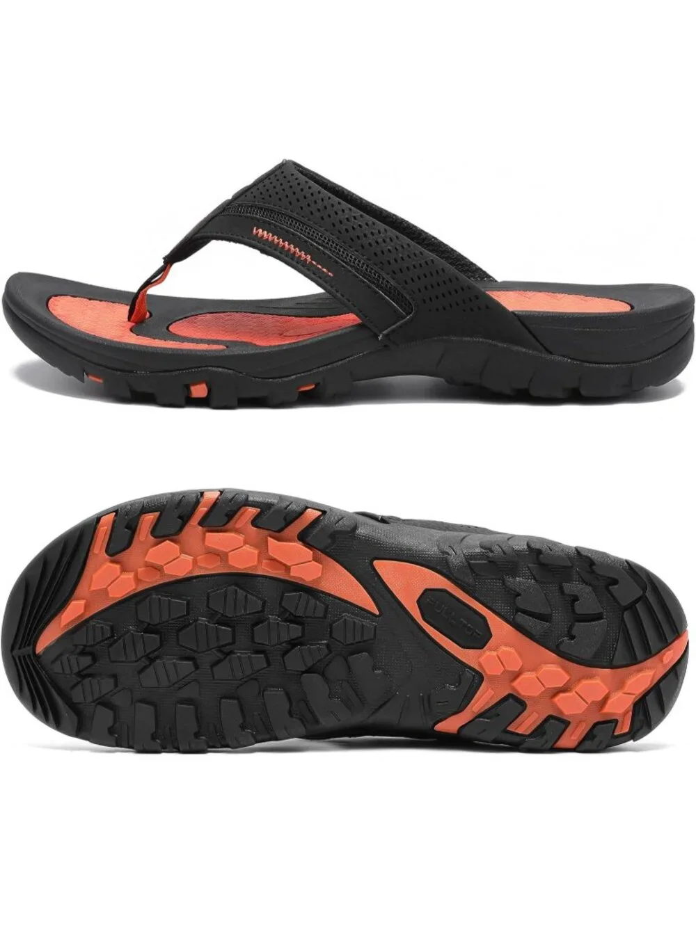 Men's Black&Orange Flip-flops Thongs Sandals Durable Comfort Slippers For Casual